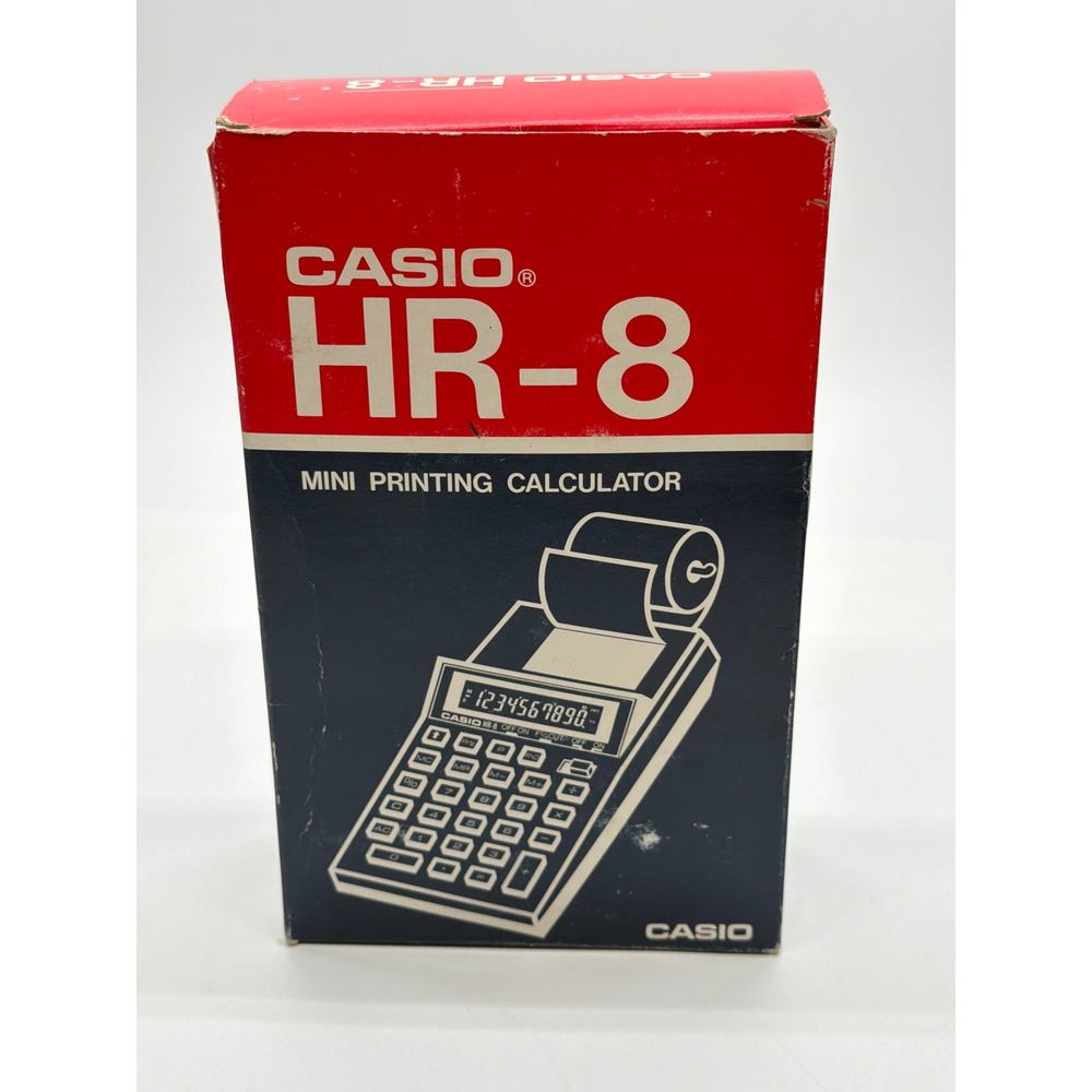 Casio HR-8 Mini Printing Calculator Vintage Made in Japan with Box and Manual